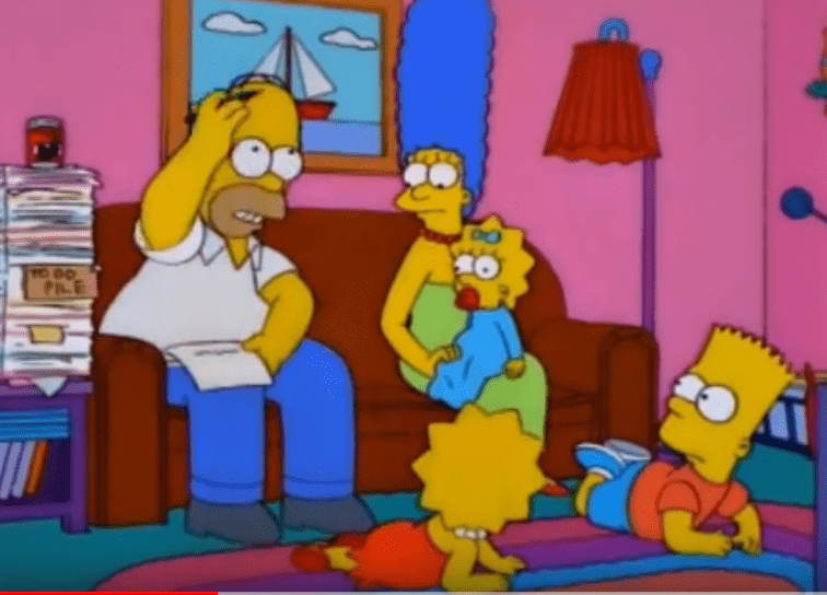 Marge, ¿cuántos hijos tenemos? ¡No! No hay tiempo para contar. Lo pondré a ojo: ¡nueve!