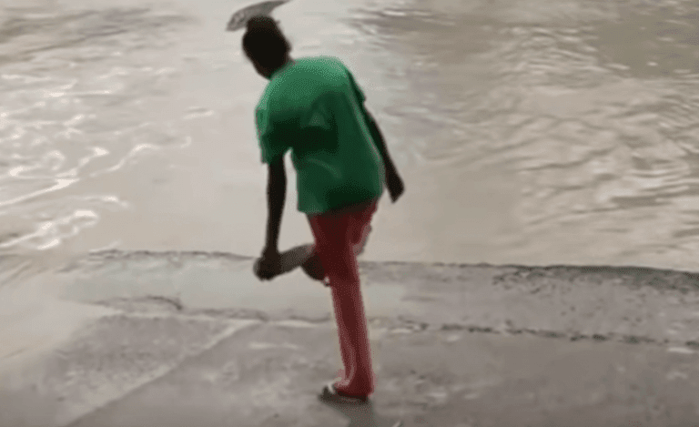 Mujer se enfrenta a un cocodrilo con su chancla
