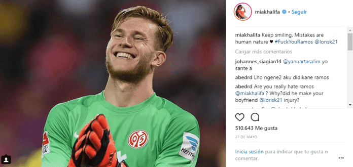 Mia Khalifa la actriz que se ofreció para consolar a Karius