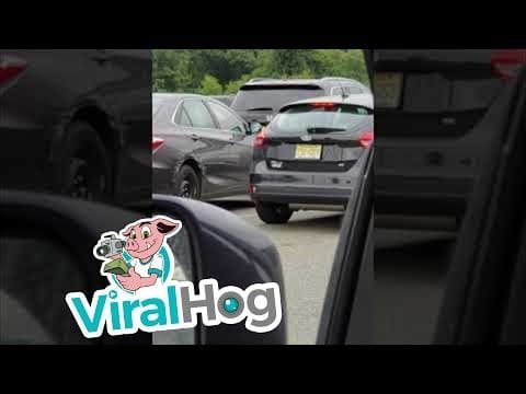 Mujer retrocede en un auto estacionado