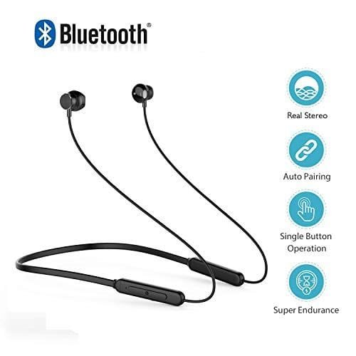Auriculares Bluetooth Kingtele, audífonos inalámbricos, con micrófono de Alta definición a Prueba de Agua, Auriculares Deportivos para iPhone, Samsung y Otros teléfonos Inteligentes (Black)