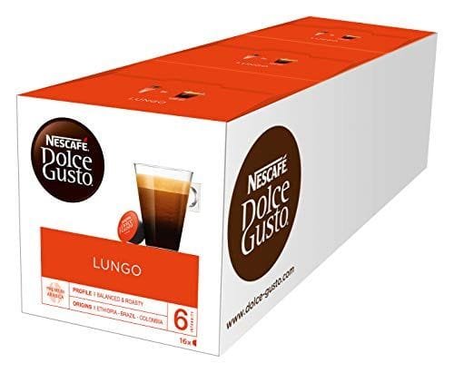 Cafe Dolce gusto CAFFE LUNGO | NESTLE Pack 3 cajas de 18 capsulas cada una 54 cápsulas Cafe Dolce gusto largo NESTLE solamente 11,9€
