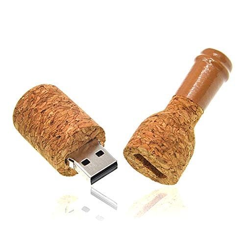 Pendrive 64GB Madera Memoria USB Kepmem Botella de Vino USB 2.0 Pen Drive Guay 64 GB Flash Drives Linda Llavero Bosque de Tapón Memorias Externo Stick para Almacenamiento de Datos, Fotos, Archivos Pendrive Encerrado en una botella