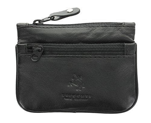 Visconti Monedero de Cuero para Monedas con Cremallera Superior/Portallaves CP3 Negro Monedero de Cuero para Monedas con Cremallera